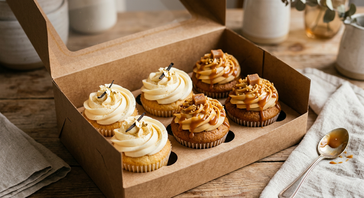 Cupcakes duo vanille et caramel — création Maison Du Gateau à Tarbes