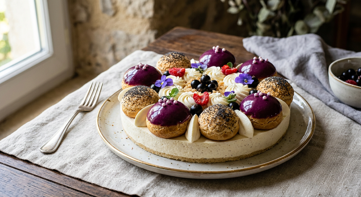 Chantilly Éclat Cassis — création Maison Du Gateau à Tarbes