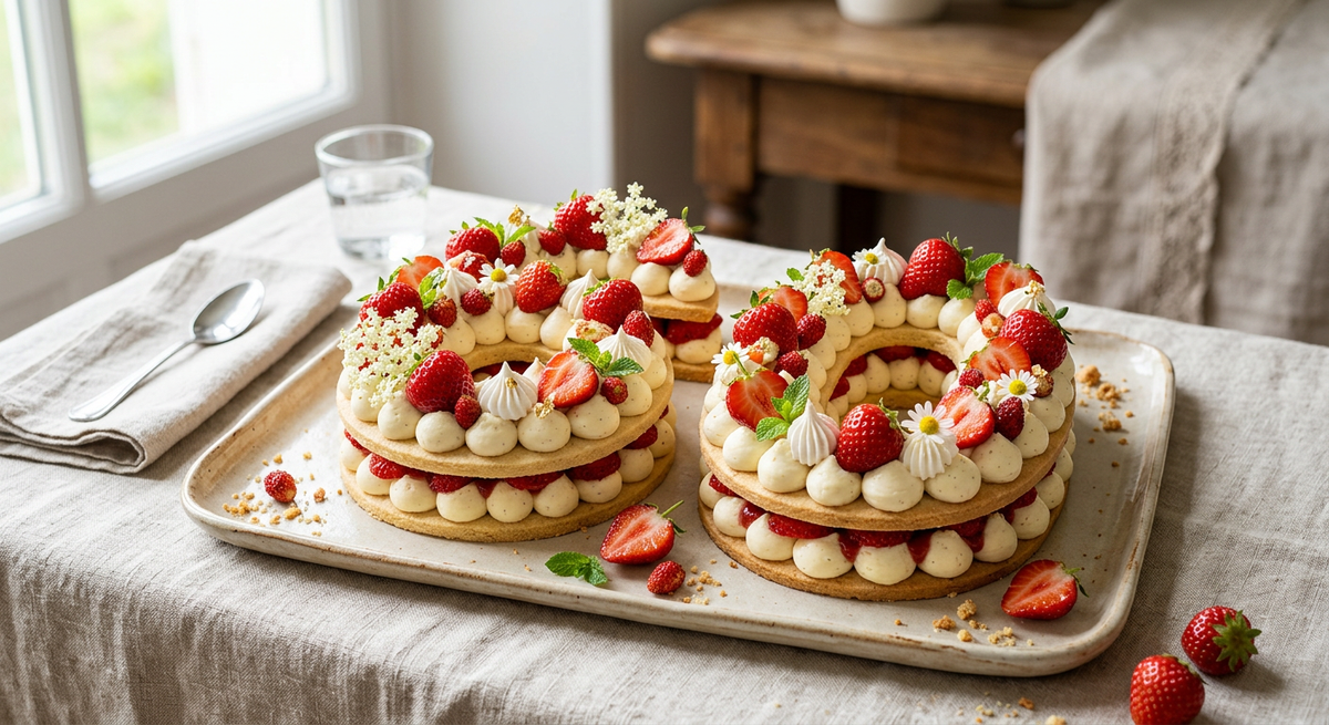 Chiffre 60 Fraise Crème — création Maison Du Gateau à Tarbes